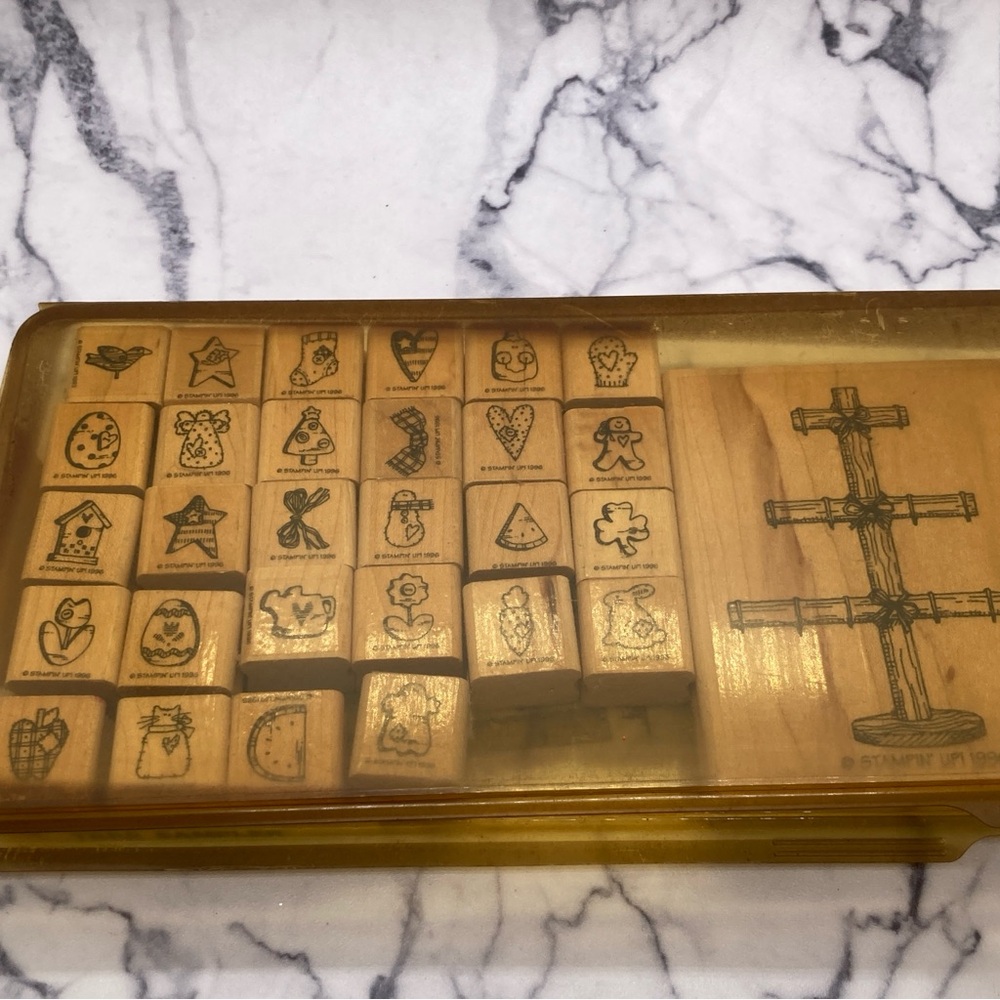 Rare & Retired 1996 Stampin’ Up Set Wood Tree w/Mini Ornaments